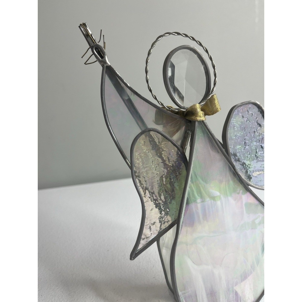 Stained Glass Art Angel Suncatcher Figurine Lute Musical Instrument - Picture 7 of 12